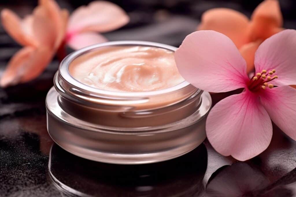 ointment tub and rose flowers