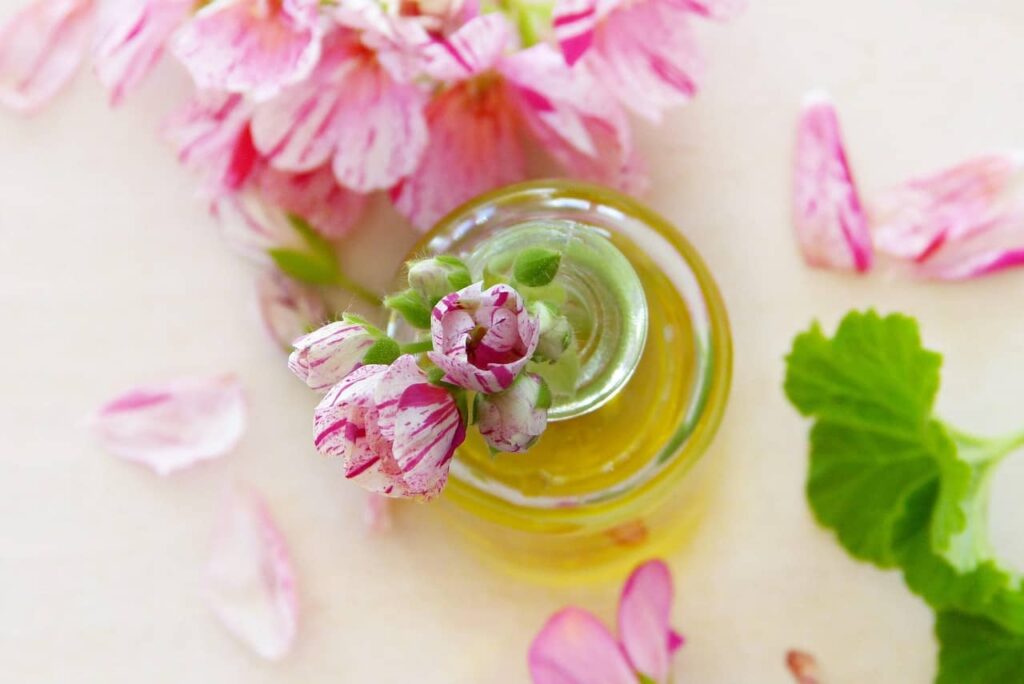 castrol oil and pink flowers
