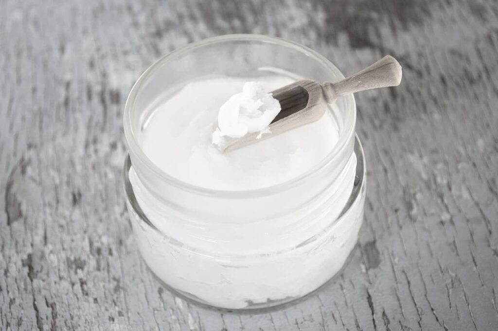 coconut oil in a glass jar